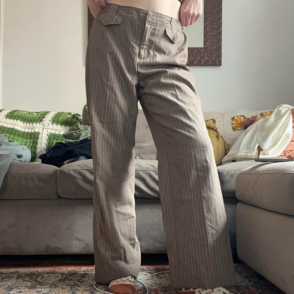 Ann Taylor Men's Taupe Striped Dress Pants